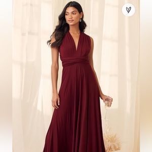 Lulus • Tricks of the Trade Burgundy Maxi Dress • Medium